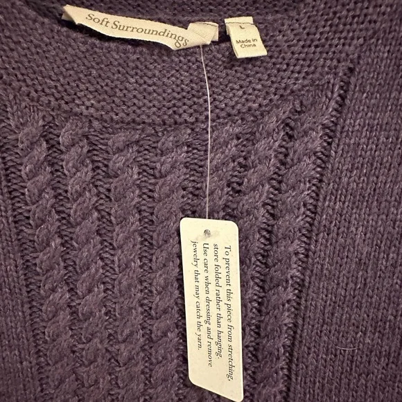 Soft Surroundings Deep Purple Cable Knit Top - Picture 3 of 5